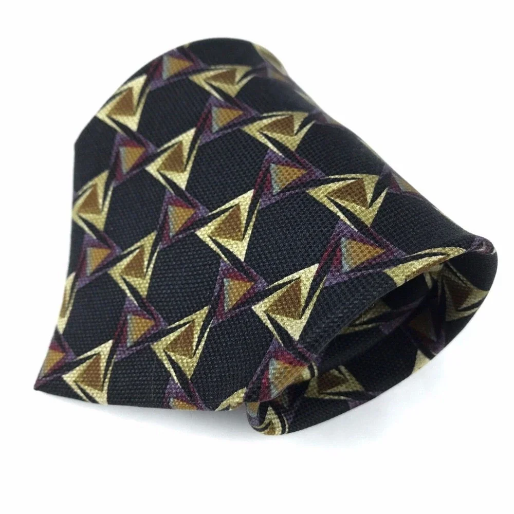 Jhane Barnes Luxury Tie Men's Purple Beige Print Geometric Fine Necktie JAPAN